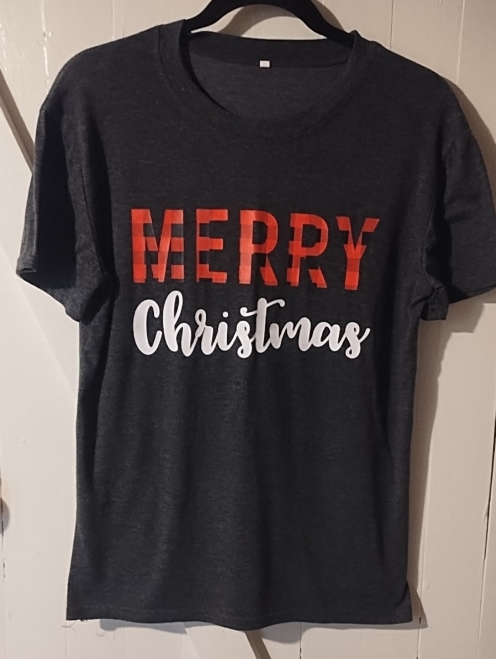 VGC SmallHoliday 'Merry Christmas' Graphic Tee - Dark Gray with Red & White